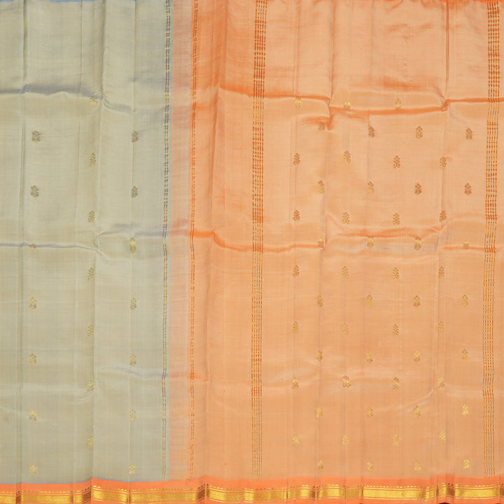 Hayagrivas Greige Pure One-sided border Kanjivaram Silk Saree KBF942I1-10