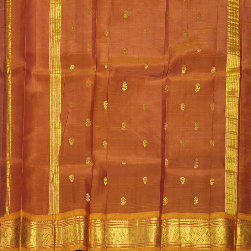 Hayagrivas Kum Kum Maroon Pure One-sided border Kanjivaram Silk Saree KBF942I2-5