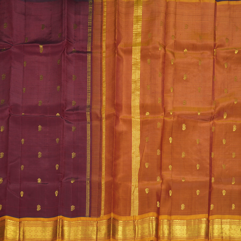Hayagrivas Kum Kum Maroon Pure One-sided border Kanjivaram Silk Saree KBF942I2-5
