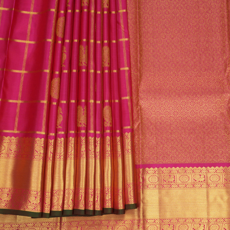 Hayagrivas Handloom Rani Pink Kanjivaram Silk Saree KBF943I5-1