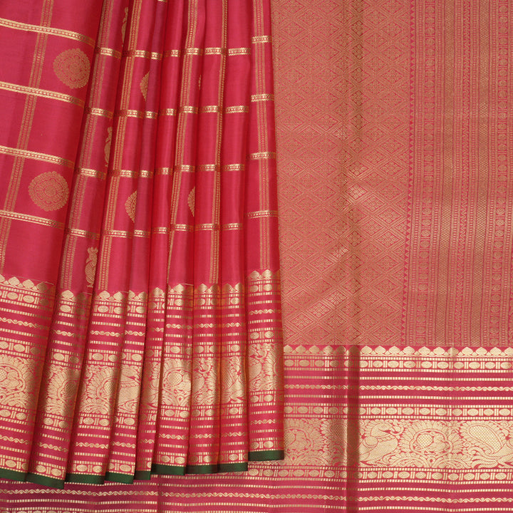 Hayagrivas Handloom Reddish-Pink Kanjivaram Silk Saree KBF943I5-5