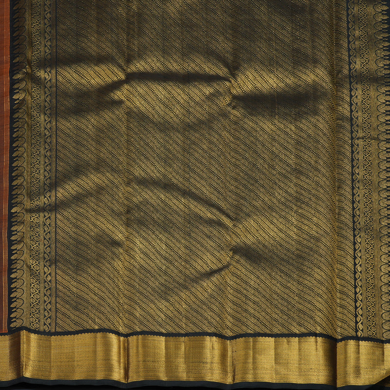 Hayagrivas Handloom Orange Kanjivaram Silk Saree with Black Border KBF94D1-2