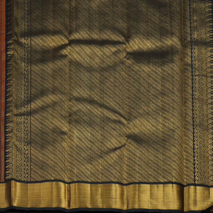 Hayagrivas Handloom Orange Kanjivaram Silk Saree with Black Border KBF94D1-2