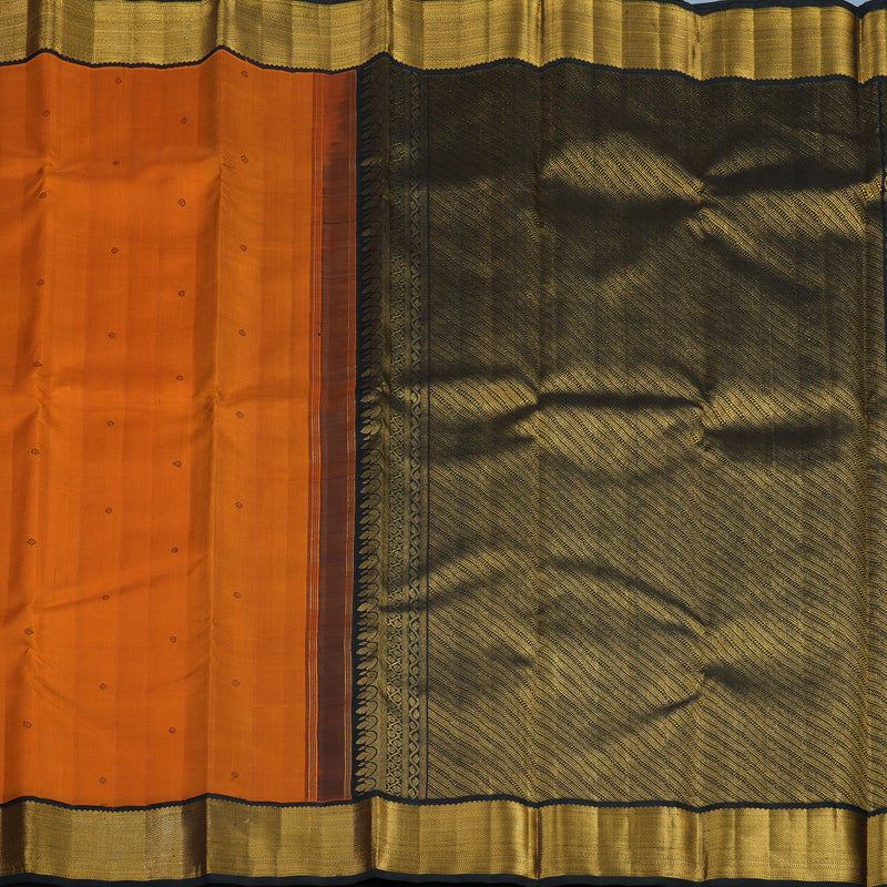 Hayagrivas Handloom Orange Kanjivaram Silk Saree with Black Border KBF94D1-2