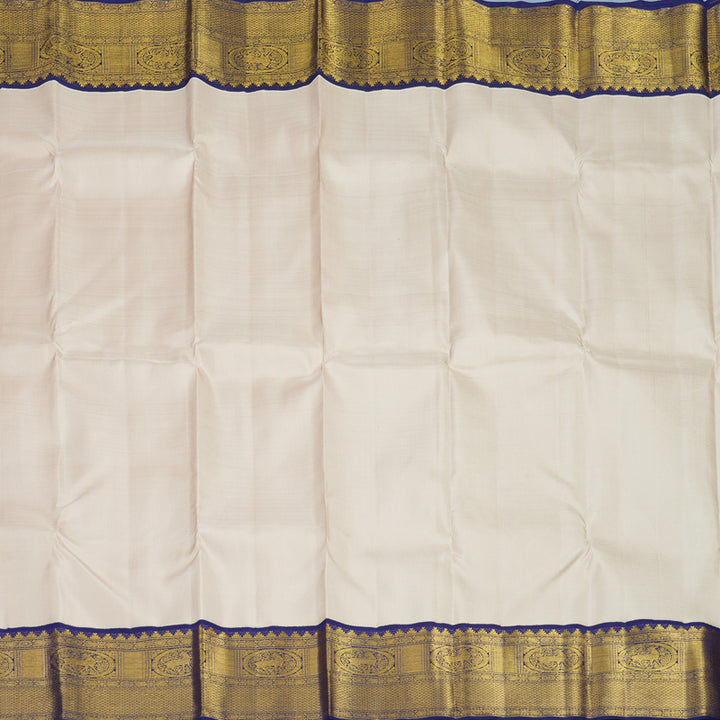 Hayagrivas Handloom Cream Kanjivaram Silk Saree with Dark Blue Border KBF94D2-1