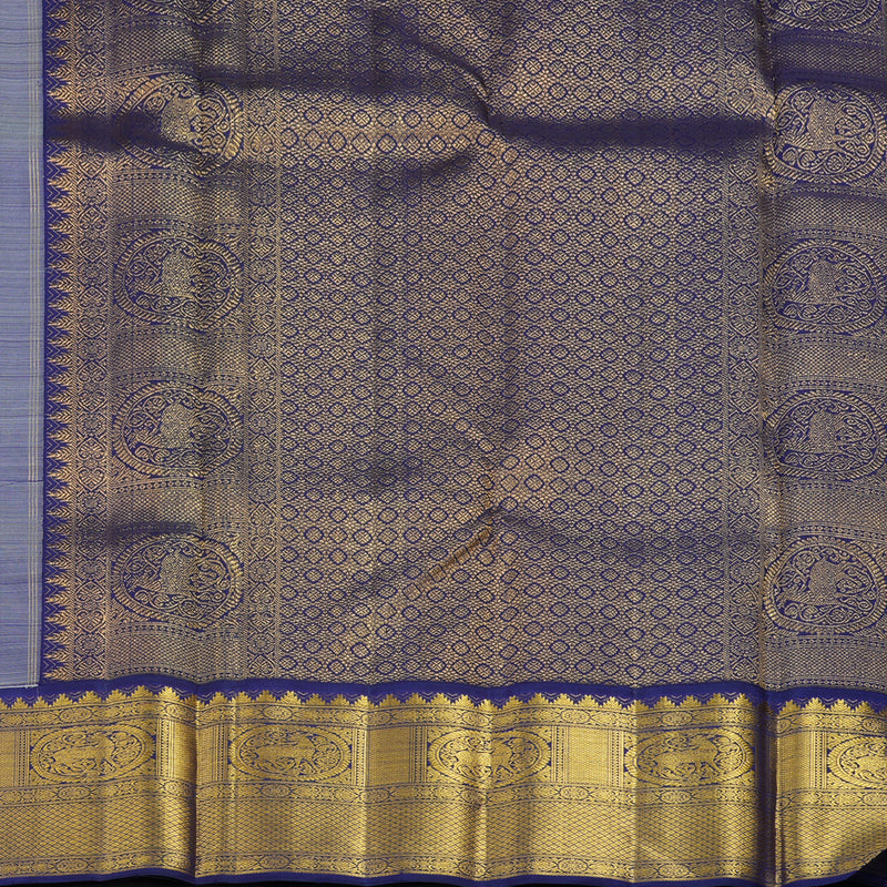 Hayagrivas Handloom Cream Kanjivaram Silk Saree with Dark Blue Border KBF94D2-1