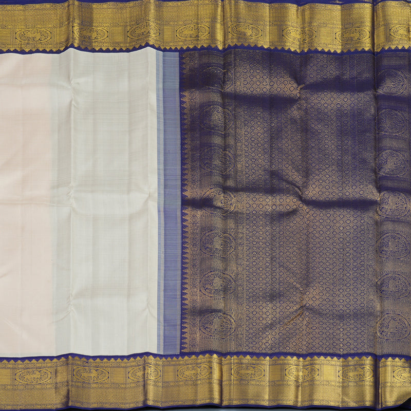Hayagrivas Handloom Cream Kanjivaram Silk Saree with Dark Blue Border KBF94D2-1