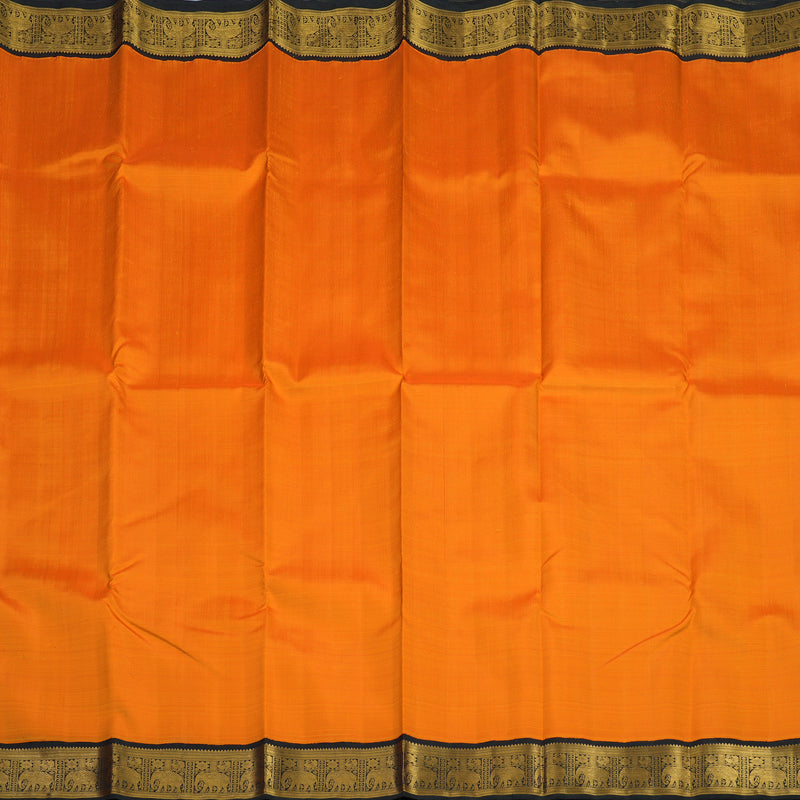 Hayagrivas Handloom Mambazham Orange Kanjivaram Silk Saree with Black Border KBF94D3-1