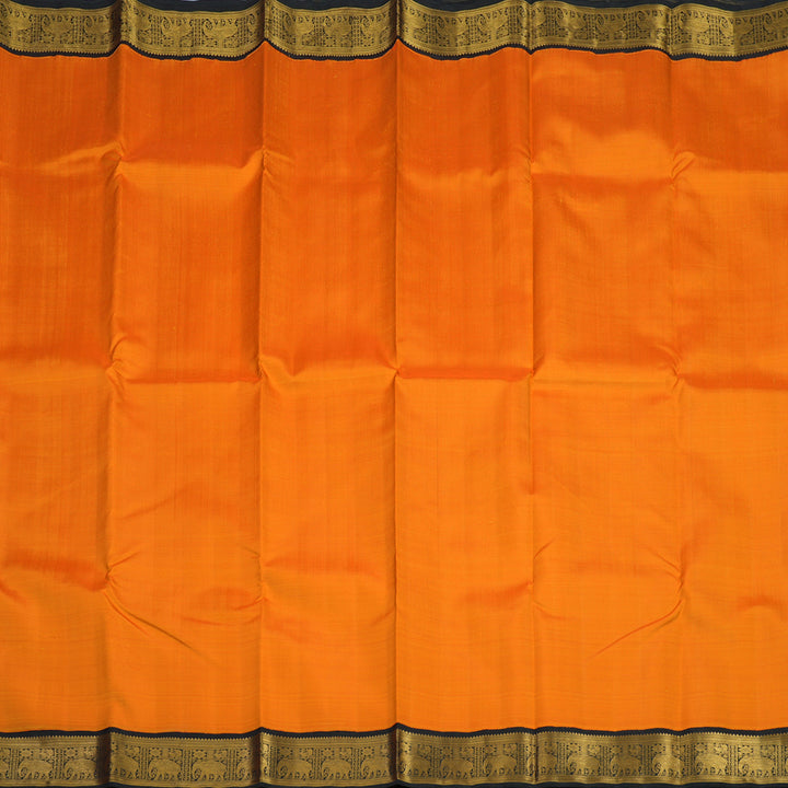 Hayagrivas Handloom Mambazham Orange Kanjivaram Silk Saree with Black Border KBF94D3-1
