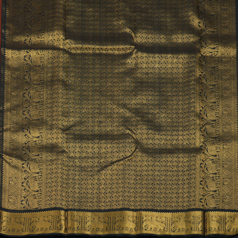 Hayagrivas Handloom Mambazham Orange Kanjivaram Silk Saree with Black Border KBF94D3-1