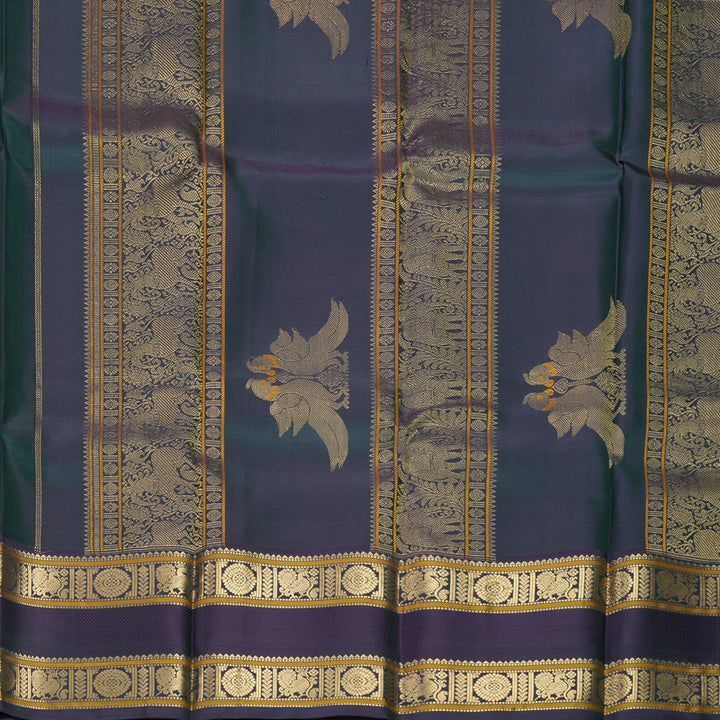 Hayagrivas Handloom Bottle Green Kanjivaram Silk Saree with Midnight Blue Border KBF950I4-4