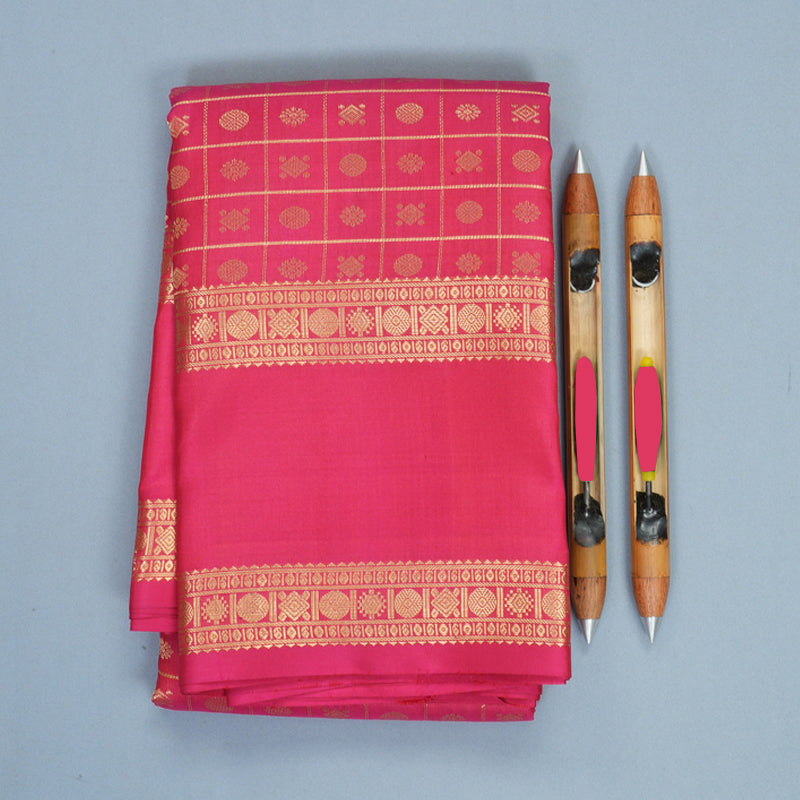 Hayagrivas Handloom Pink Kanjivaram Silk Saree KBF950I5-1
