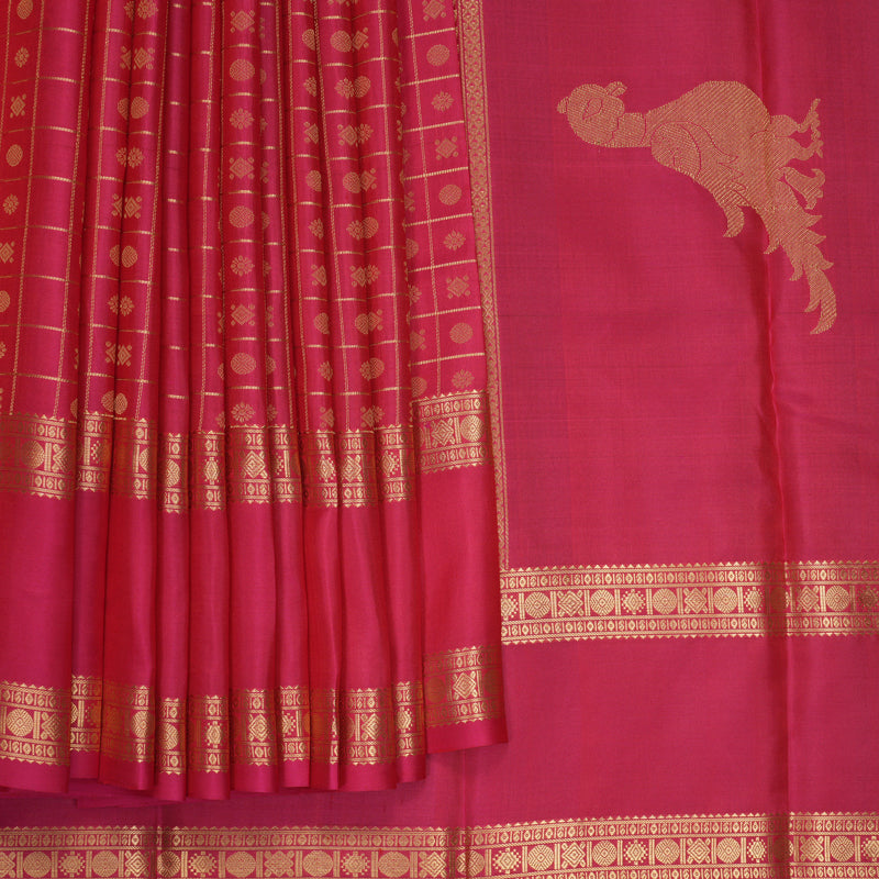 Hayagrivas Handloom Pink Kanjivaram Silk Saree KBF950I5-1