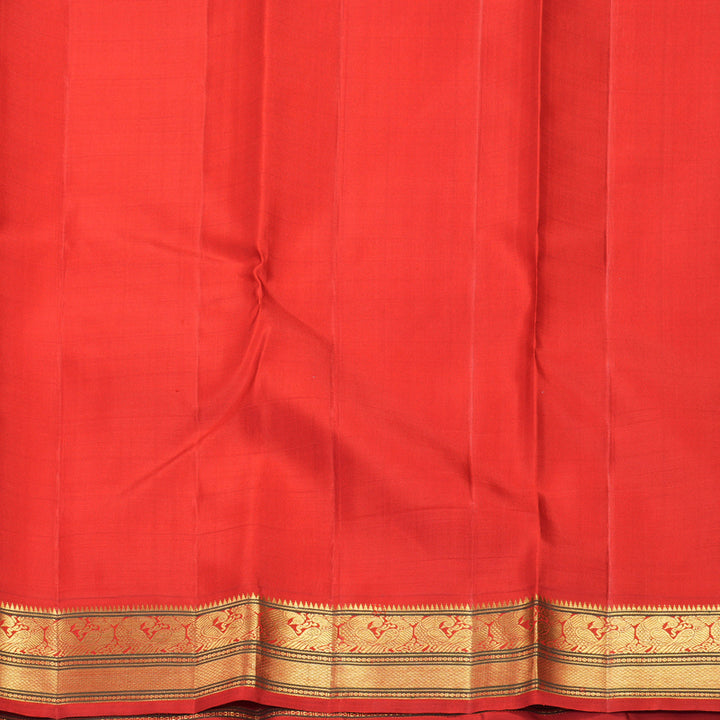 Hayagrivas Handloom Half-White Kanjivaram Silk Saree with Red Border KBF959I11-1