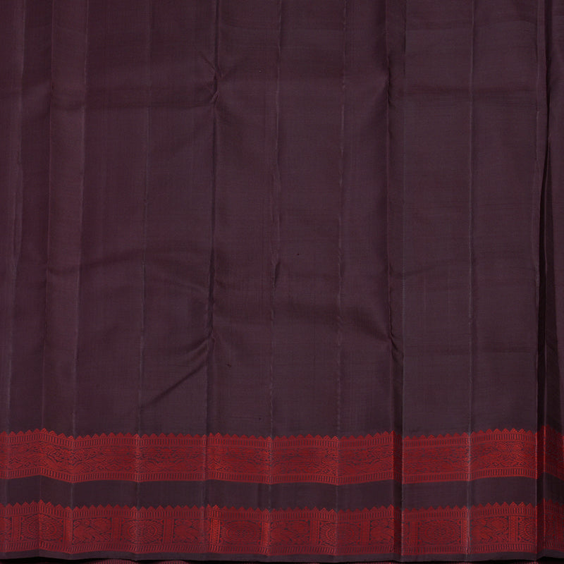 Hayagrivas Handloom Chilli Red Kanjivaram Silk Saree with Kanchana Brown Border KBF95D1-1