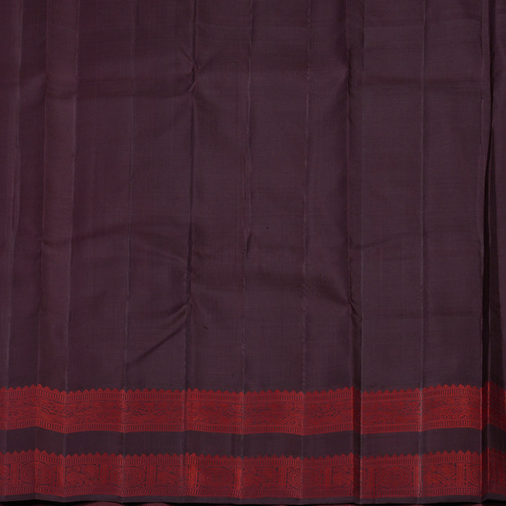 Hayagrivas Handloom Chilli Red Kanjivaram Silk Saree with Kanchana Brown Border KBF95D1-1