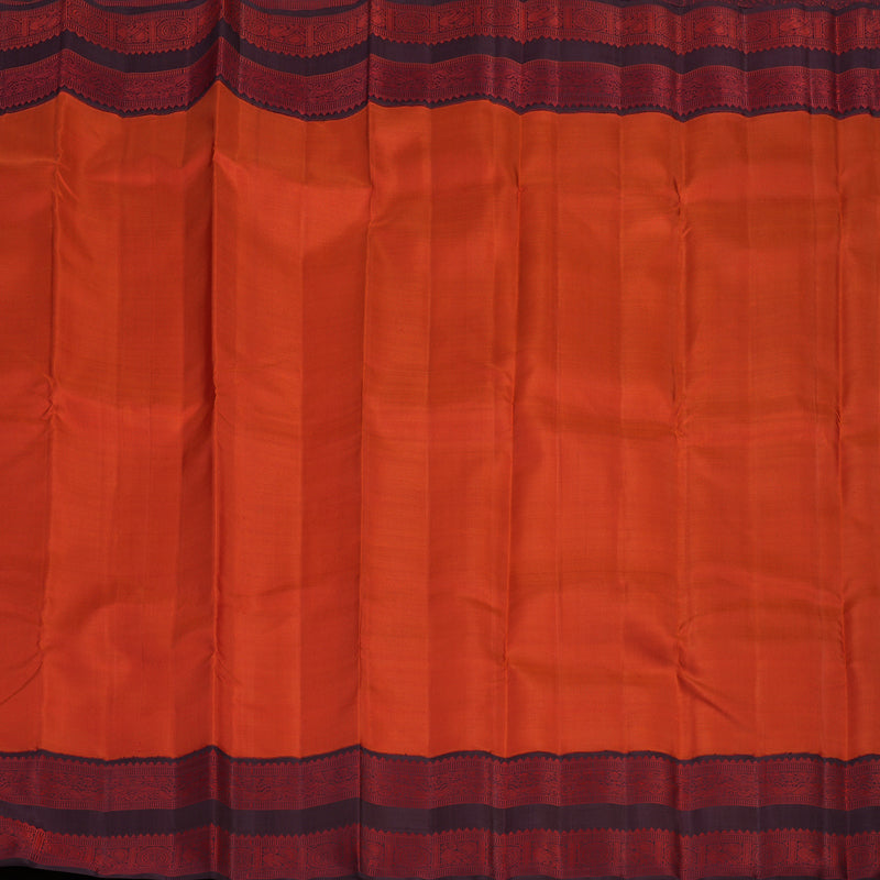 Hayagrivas Handloom Chilli Red Kanjivaram Silk Saree with Kanchana Brown Border KBF95D1-1