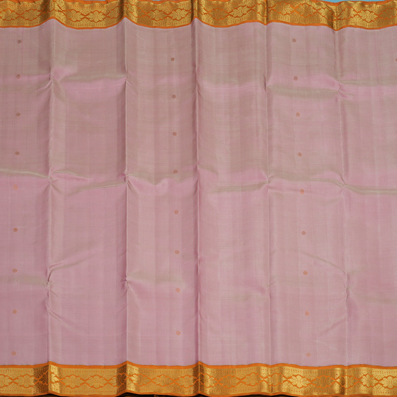 Hayagrivas Handloom Onion Pink Kanjivaram Silk Saree with Orange Border KBF95D2-1