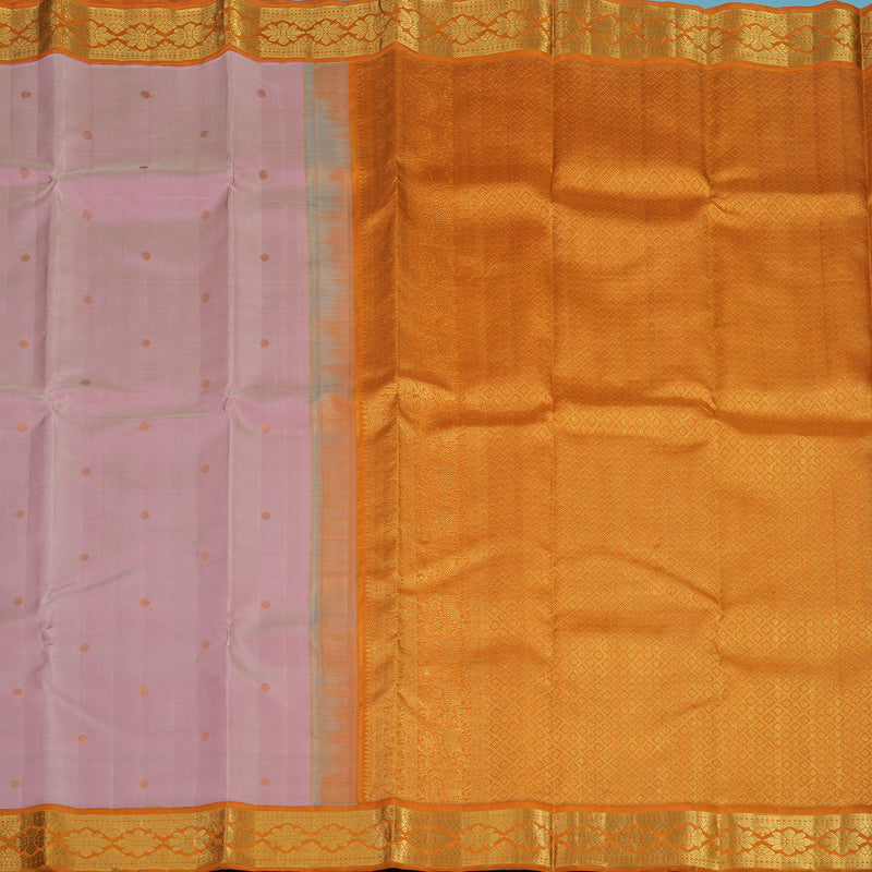 Hayagrivas Handloom Onion Pink Kanjivaram Silk Saree with Orange Border KBF95D2-1