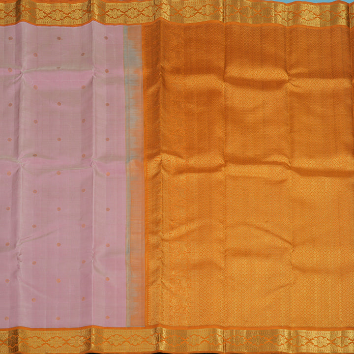 Hayagrivas Handloom Onion Pink Kanjivaram Silk Saree with Orange Border KBF95D2-1