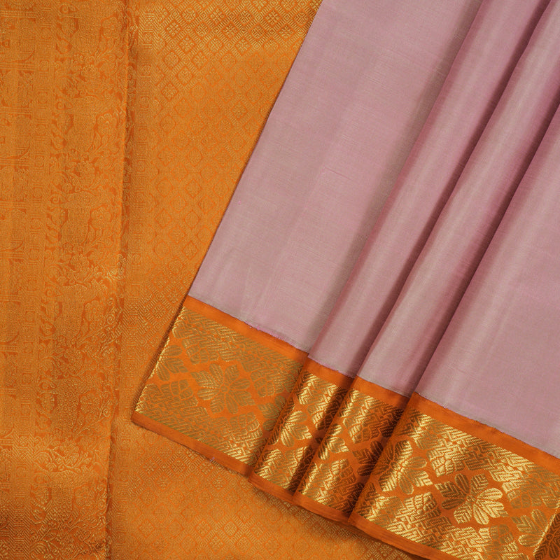 Hayagrivas Handloom Onion Pink Kanjivaram Silk Saree with Orange Border KBF95D2-1