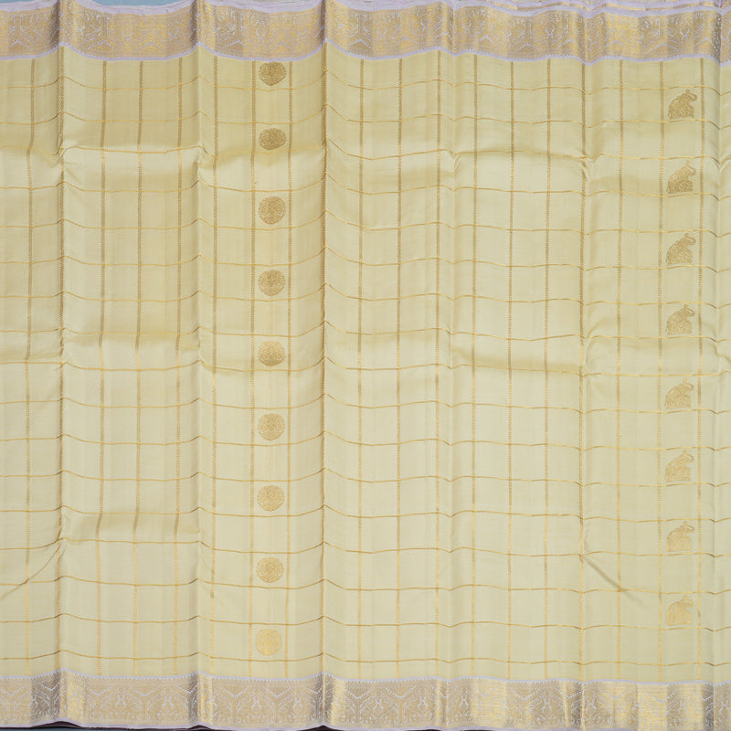 Hayagrivas Handloom Beige Kanjivaram Silk Saree with Lilac Border KBF95D4-1