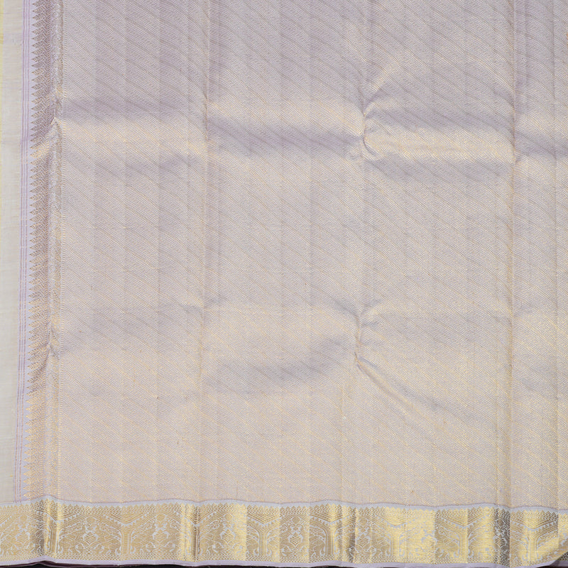 Hayagrivas Handloom Beige Kanjivaram Silk Saree with Lilac Border KBF95D4-1