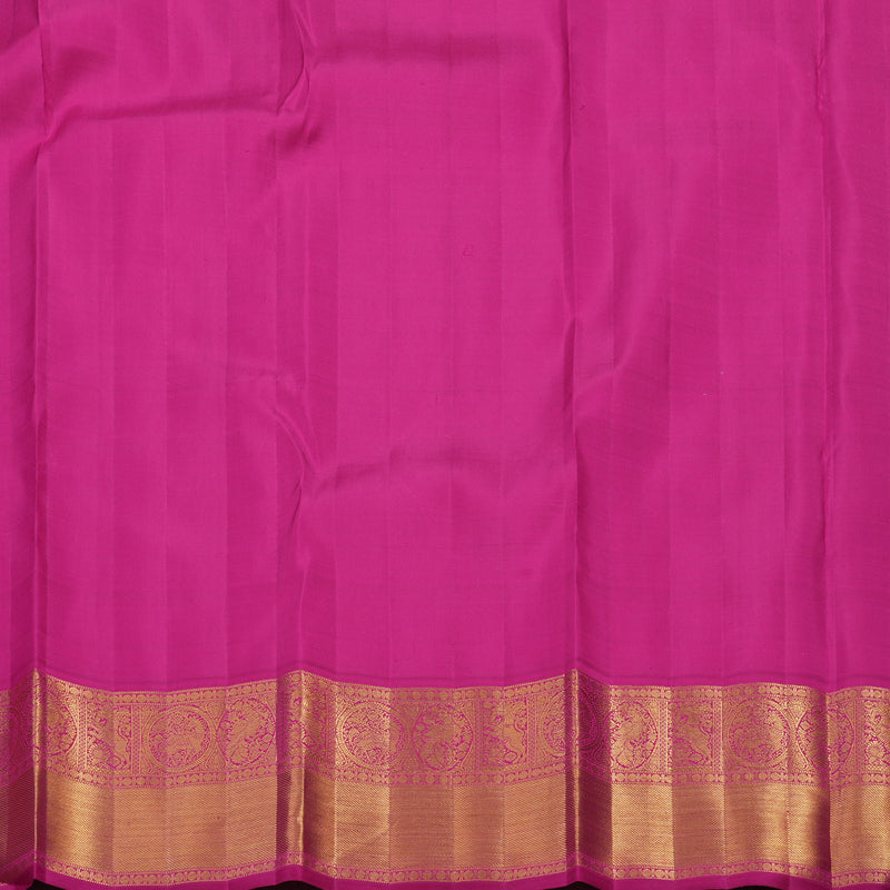 Hayagrivas Handloom Orange Kanjivaram Silk Saree with Rani Pink Border KBF95D6-1