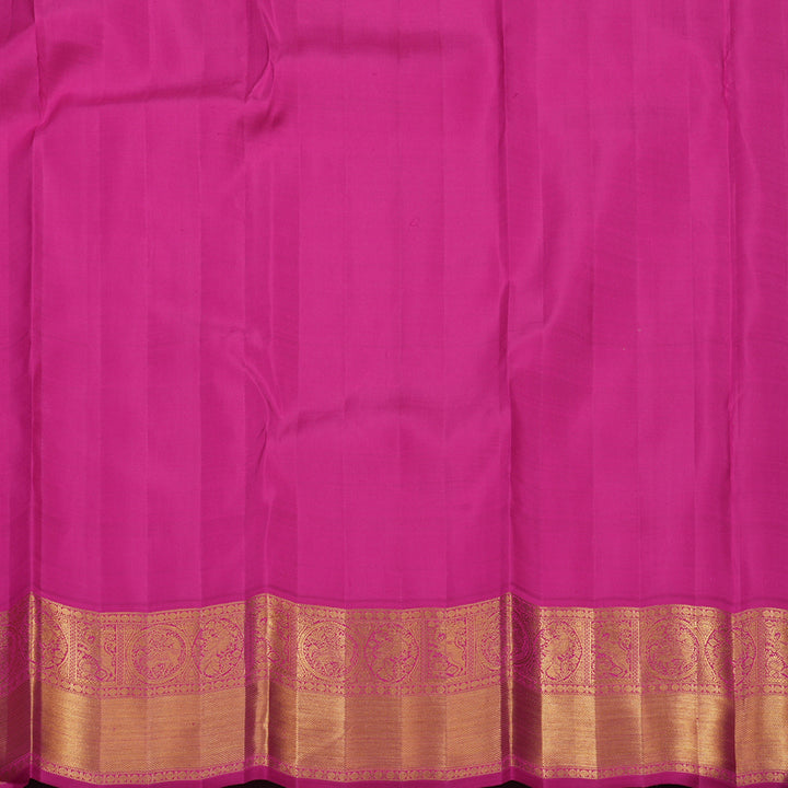 Hayagrivas Handloom Orange Kanjivaram Silk Saree with Rani Pink Border KBF95D6-1