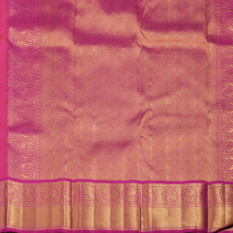 Hayagrivas Handloom Orange Kanjivaram Silk Saree with Rani Pink Border KBF95D6-1