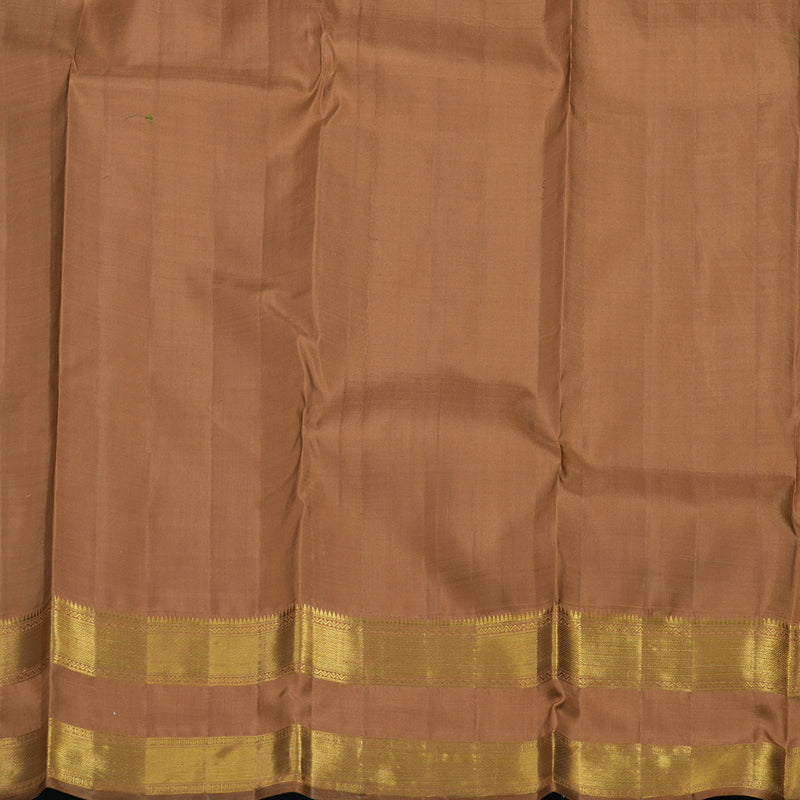 Hayagrivas Handloom Navy Blue Kanjivaram Silk Saree with Light Brown Border KBF119D3-1