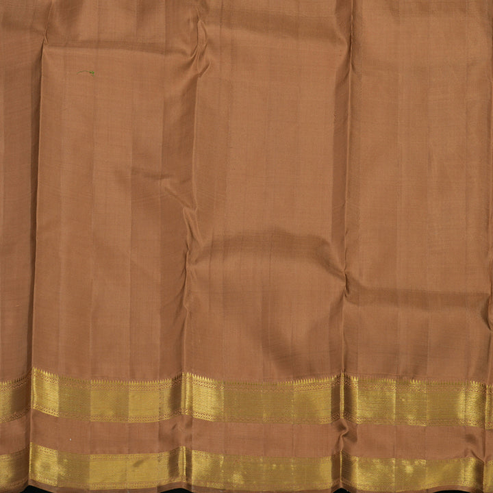 Hayagrivas Handloom Navy Blue Kanjivaram Silk Saree with Light Brown Border KBF119D3-1