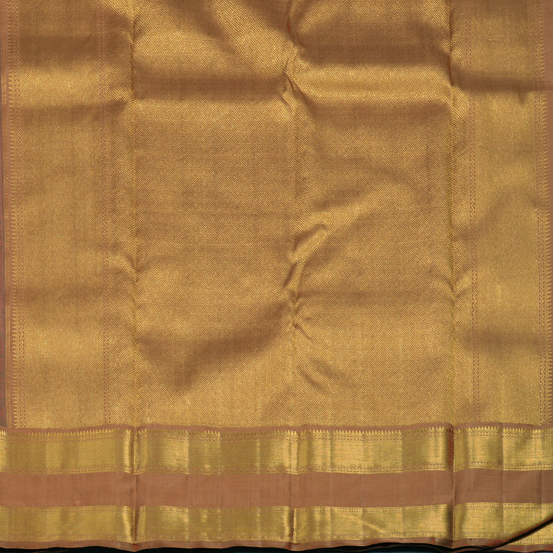 Hayagrivas Handloom Navy Blue Kanjivaram Silk Saree with Light Brown Border KBF119D3-1