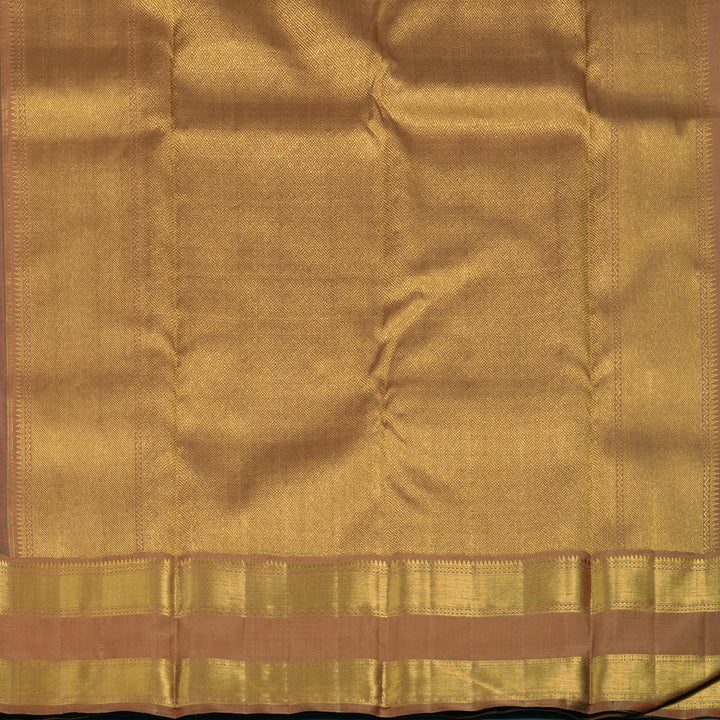 Hayagrivas Handloom Navy Blue Kanjivaram Silk Saree with Light Brown Border KBF119D3-1