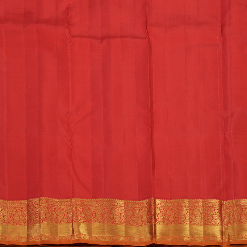 Hayagrivas Handloom Teal Kanjivaram Silk Saree with Red Border KBF95D6-3