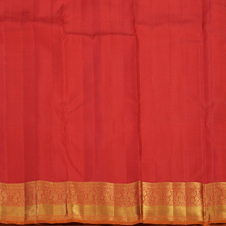 Hayagrivas Handloom Teal Kanjivaram Silk Saree with Red Border KBF95D6-3