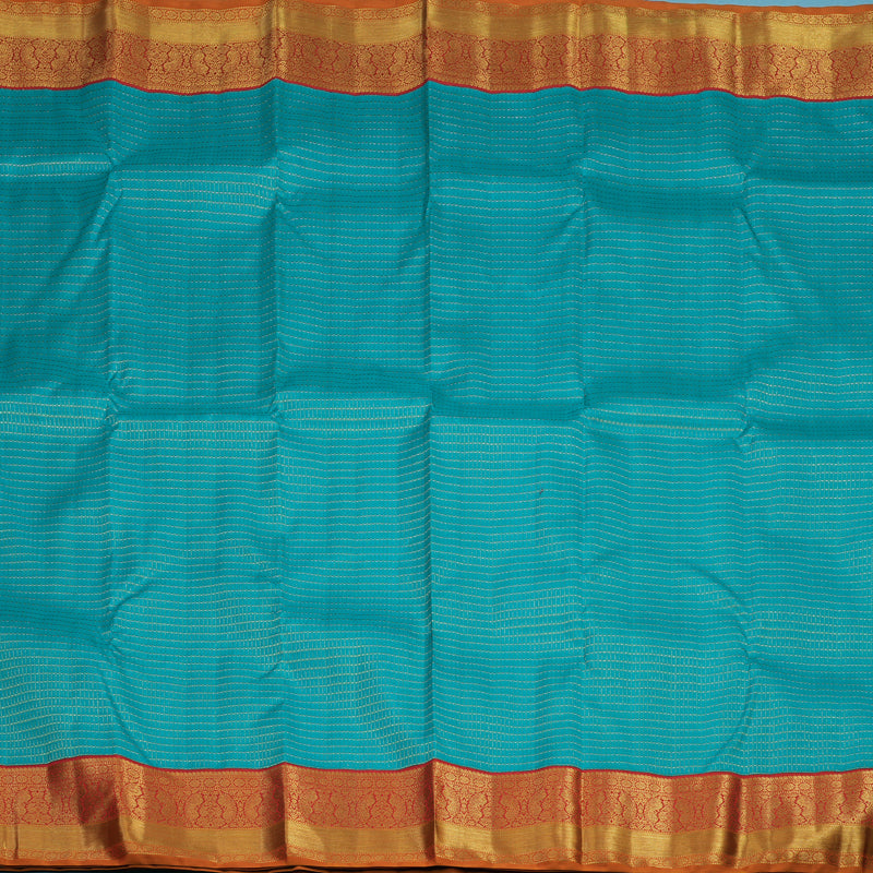 Hayagrivas Handloom Teal Kanjivaram Silk Saree with Red Border KBF95D6-3