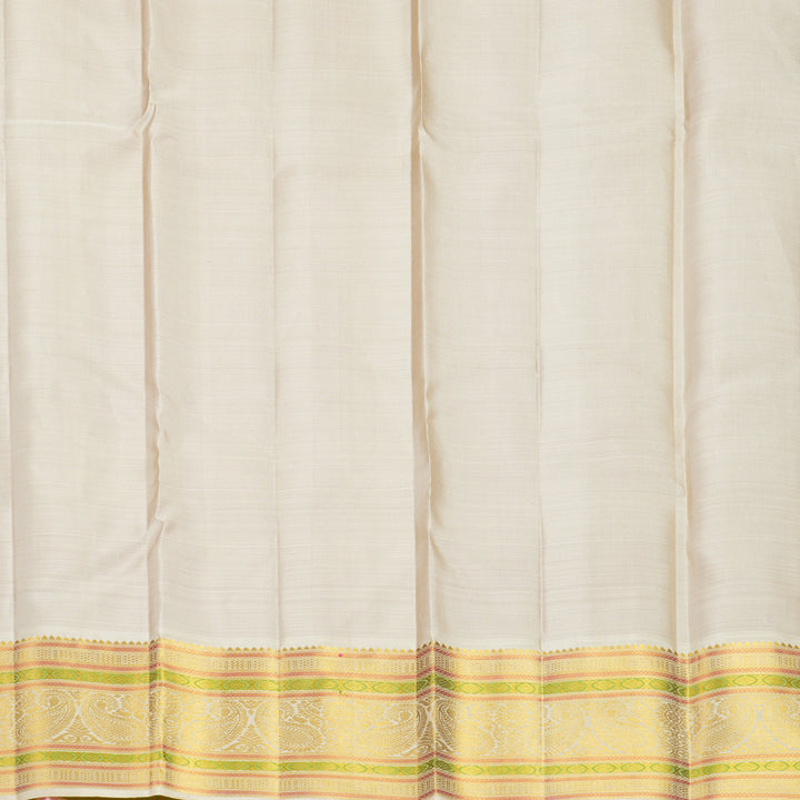 Hayagrivas Handloom Reddish-Pink Kanjivaram Silk Saree with Ivory Border KBF965I3-2