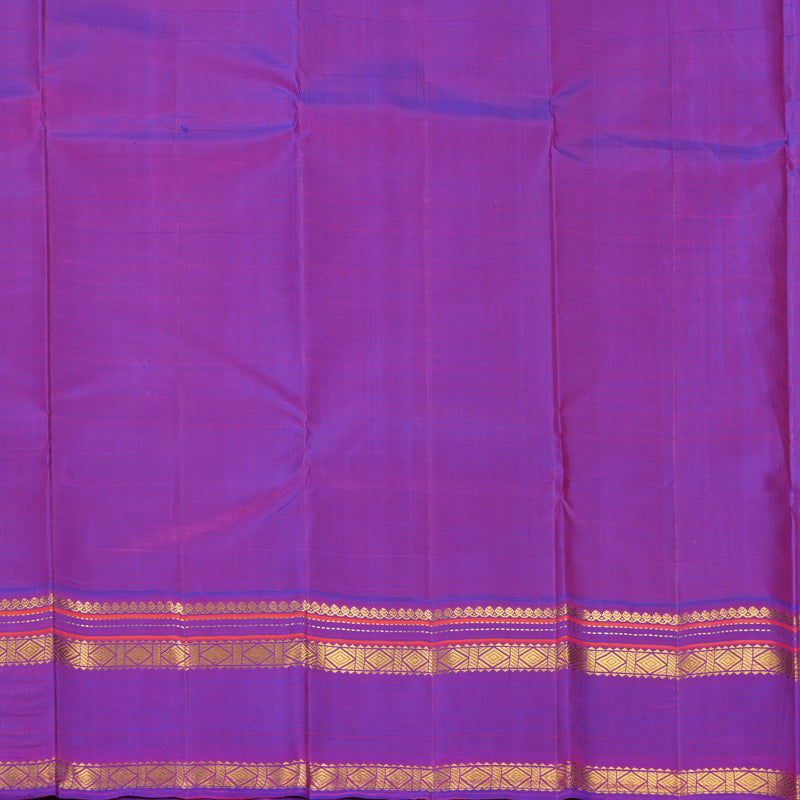 Hayagrivas Handloom Lemon Yellow Kanjivaram Silk Saree with Purple Border KBF965I4-1