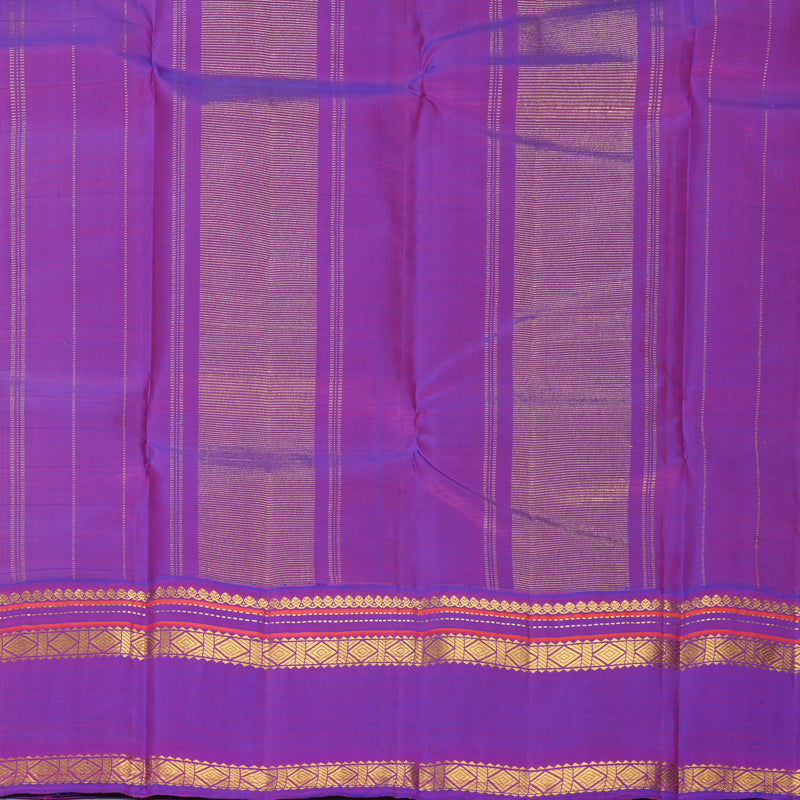 Hayagrivas Handloom Lemon Yellow Kanjivaram Silk Saree with Purple Border KBF965I4-1