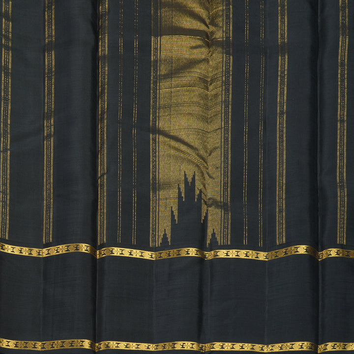 Hayagrivas Handloom Half-White Kanjivaram Silk Saree with Ganga Jamuna Border KBF966I4-1