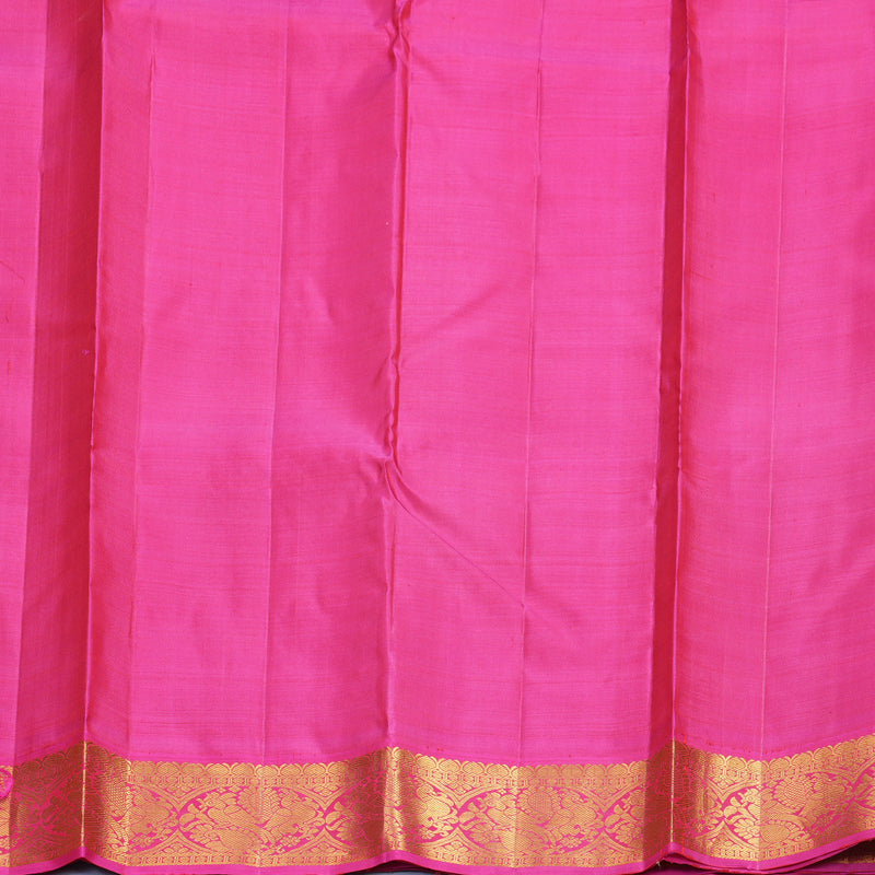 Hayagrivas Handloom Fluorescent Green Kanjivaram Silk Saree with Pink Border KBF966I5-1
