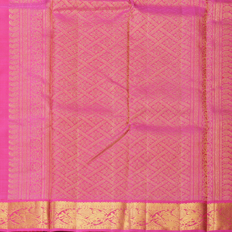 Hayagrivas Handloom Fluorescent Green Kanjivaram Silk Saree with Pink Border KBF966I5-1