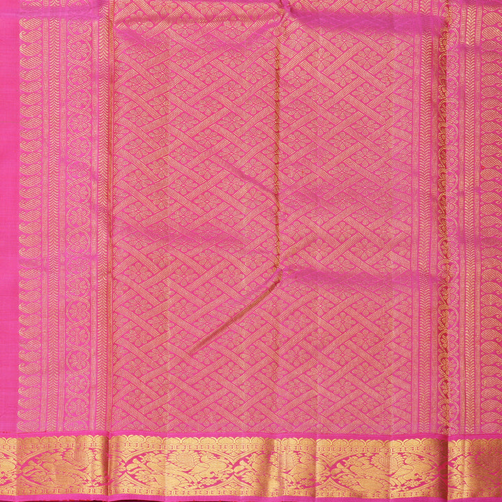 Hayagrivas Handloom Fluorescent Green Kanjivaram Silk Saree with Pink Border KBF966I5-1