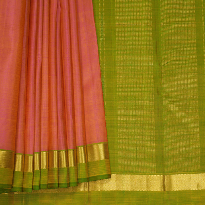 Hayagrivas Handloom Orangish-Pink Kanjivaram Silk Saree KBF968I1-1