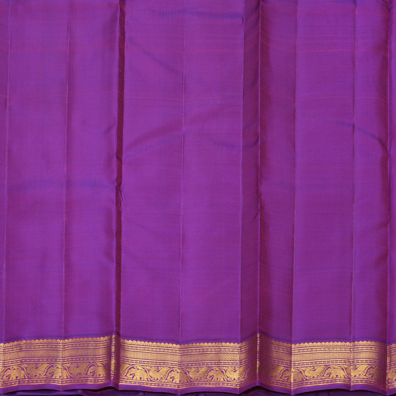 Hayagrivas Handloom Lemon Yellow Kanjivaram Silk Saree with Purple Border KBF968I2-11