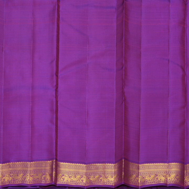 Hayagrivas Handloom Lemon Yellow Kanjivaram Silk Saree with Purple Border KBF968I2-11
