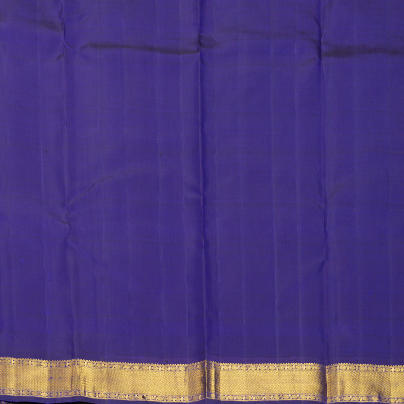 Hayagrivas Handloom Mustard Yellow Kanjivaram Silk Saree with Purplish-Blue Border KBF968I2-3