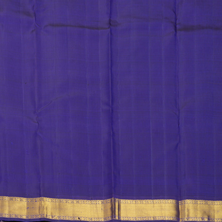Hayagrivas Handloom Mustard Yellow Kanjivaram Silk Saree with Purplish-Blue Border KBF968I2-3