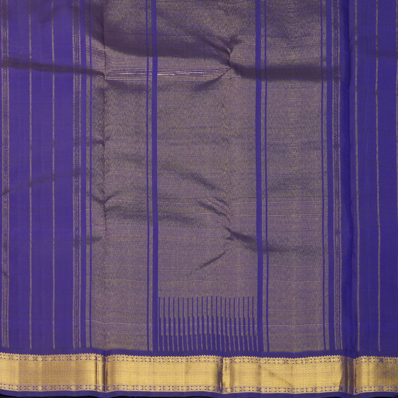 Hayagrivas Handloom Mustard Yellow Kanjivaram Silk Saree with Purplish-Blue Border KBF968I2-3